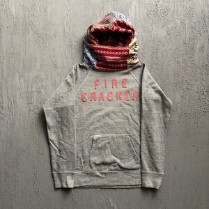 Denim & Dungaree Hoodie Large Gray Fire Cracker Patchwork Japan 160cm Women's
